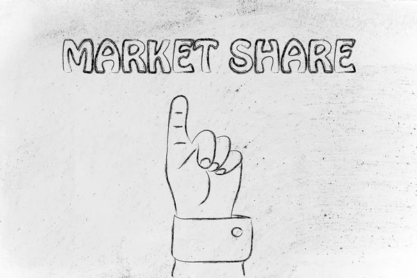 Hand pointing at the writing market share — Stock Photo, Image