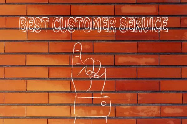 Ręką wskazując na piśmie najlepszej obsługi klienta — Zdjęcie stockowe