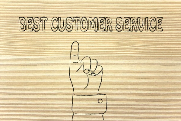 最高の顧客サービスの書き込みで指している手 — ストック写真