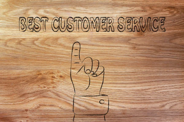 Hand wijzend op het schrijven beste Customer Service — Stockfoto