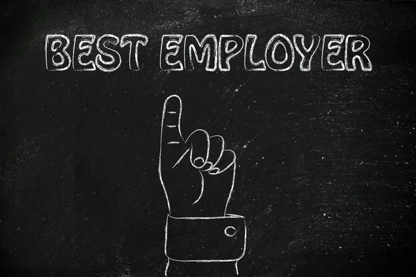 Hand pointing at the writing Best Employer — Stock Photo, Image