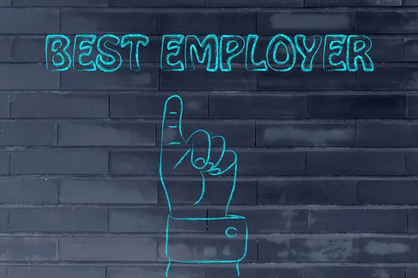 Zeigt die Hand auf den besten Arbeitgeber — Stockfoto