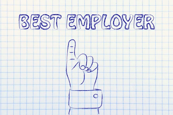 Hand pointing at the writing Best Employer — Stock Photo, Image