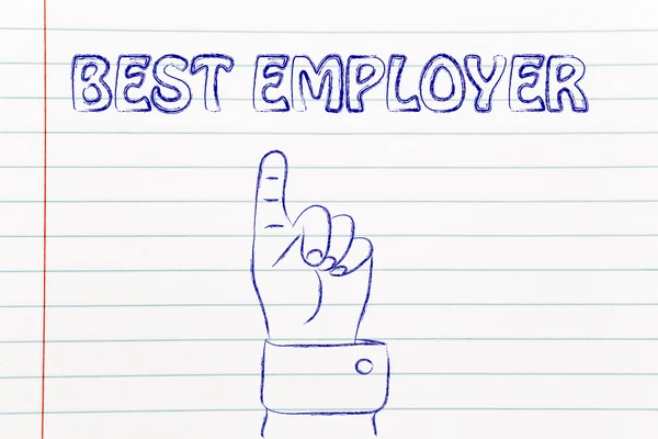 Main pointant vers l'écriture Meilleur employeur — Photo