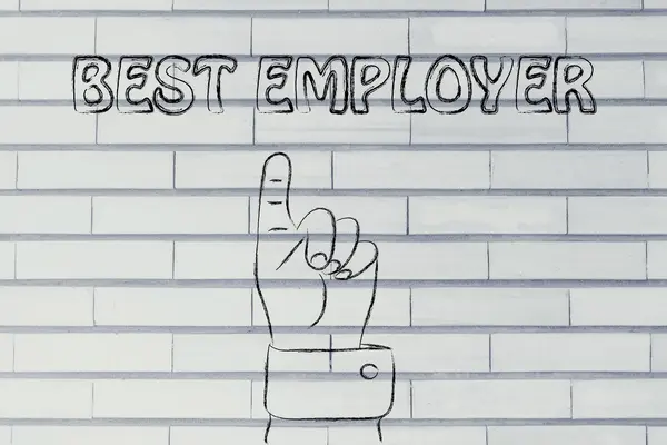 Main pointant vers l'écriture Meilleur employeur — Photo