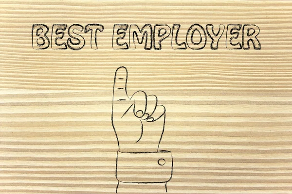 Main pointant vers l'écriture Meilleur employeur — Photo