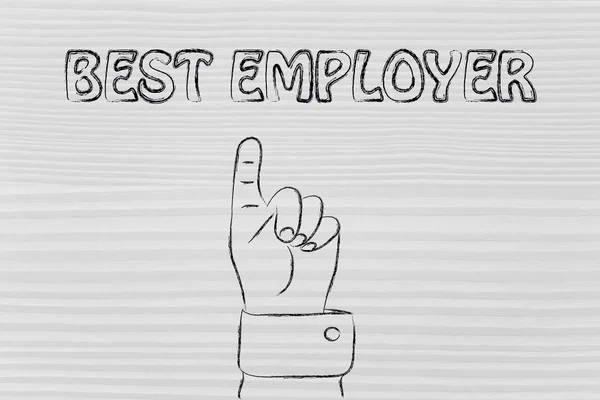 Main pointant vers l'écriture Meilleur employeur — Photo