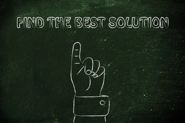 Hand pekar på handstilen hitta den bästa lösningen — Stockfoto