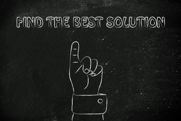 Hand pointing at the writing Find the best solution — Stock Photo, Image