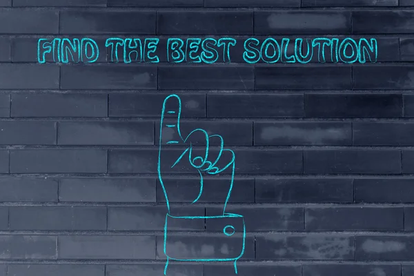 Hand pointing at the writing Find the best solution — Stock Photo, Image