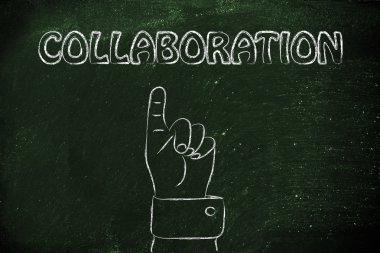 İşbirliği yazılı olarak gösteren bir el