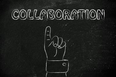 İşbirliği yazılı olarak gösteren bir el