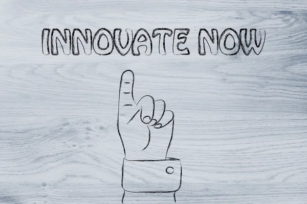 Mão apontando para a escrita Inovar Agora — Fotografia de Stock