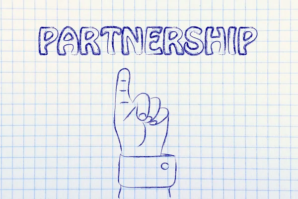 Hand pointing at the writing Partnership — Stock Photo, Image