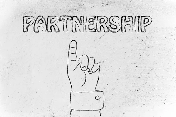 Hand pointing at the writing Partnership — Stock Photo, Image