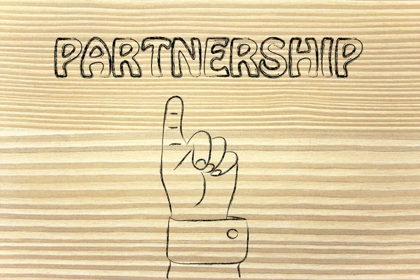 Zeigt die Hand auf die Schreibpartnerschaft — Stockfoto