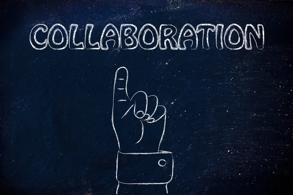 Hand pointing at the writing Collaboration — Stock Photo, Image