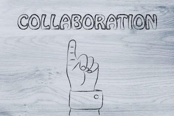 Hand pointing at the writing Collaboration — Stock Photo, Image