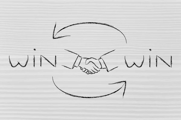 Scuotendo le mani scambiando soluzioni Win Win Win — Foto Stock