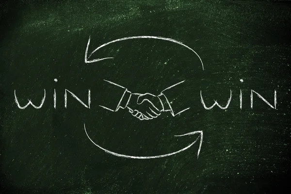 Manos temblorosas intercambiando soluciones Win Win — Foto de Stock