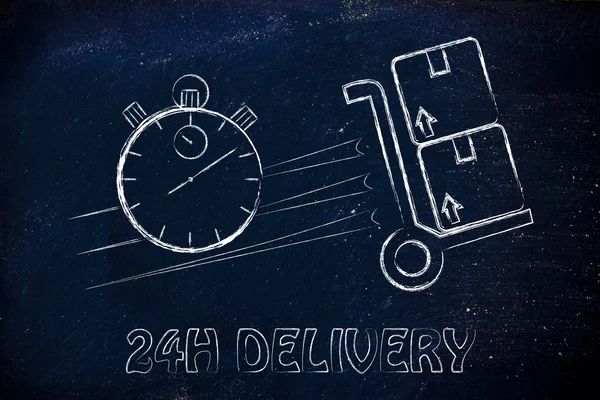Fast 24 hours delivery illustration — Stock Photo, Image