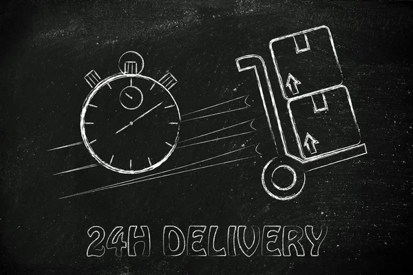 Fast 24 hours delivery illustration — Stock Photo, Image