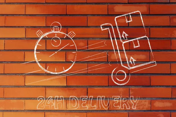 Fast 24 hours delivery illustration — Stock Photo, Image