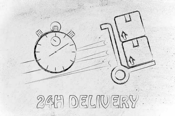 Fast 24 hours delivery illustration — Stock Photo, Image