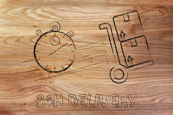 Fast 24 hours delivery illustration — Stock Photo, Image