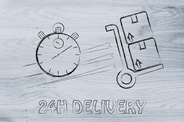 Fast 24 hours delivery illustration — Stock Photo, Image