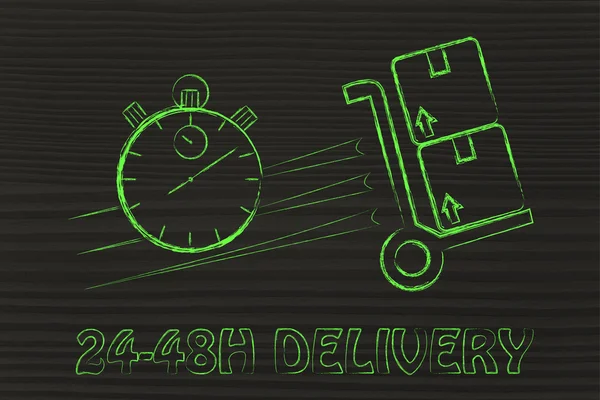 Fast 24-48 hours delivery illustration — Stock Photo, Image