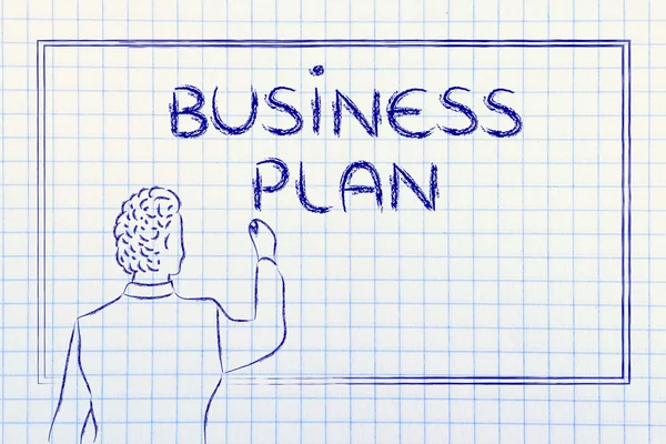Lehrer oder Ceo erklären über Businessplan — Stockfoto
