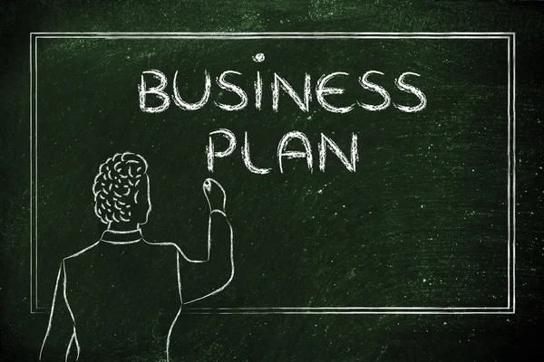 Lehrer oder Ceo erklären über Businessplan — Stockfoto
