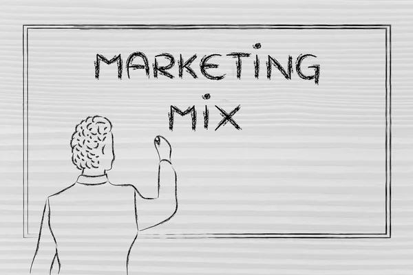 Insegnante o amministratore delegato spiegando circa mix di marketing — Foto Stock