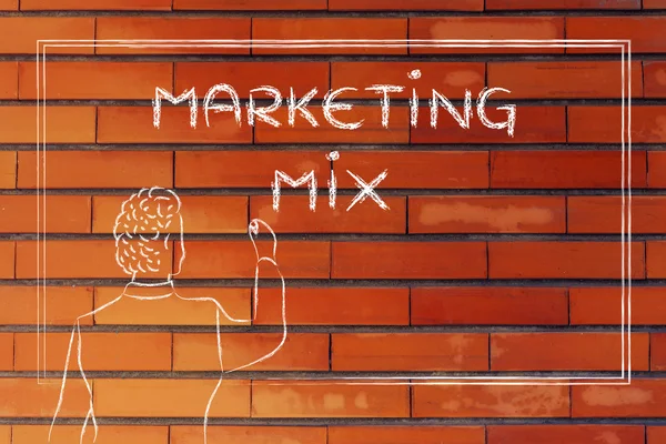 Teacher or ceo explaining about marketing mix — Stock Photo, Image