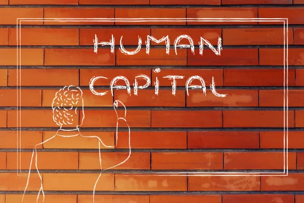 Enseignant ou PDG expliquant le capital humain — Photo