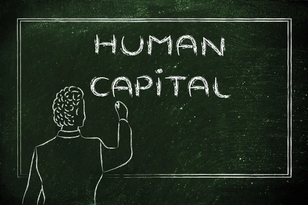 Lärare eller VD förklara om humankapital — Stockfoto
