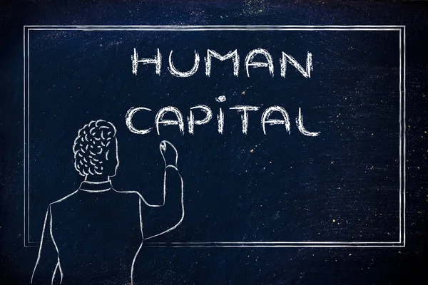 Professor ou ceo explicando sobre capital humano — Fotografia de Stock