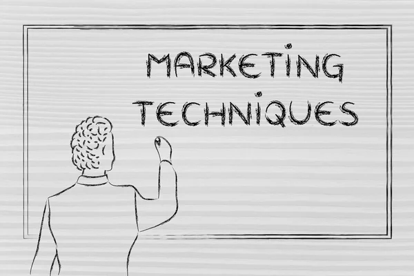 Professor ou ceo explicando sobre técnicas de marketing — Fotografia de Stock