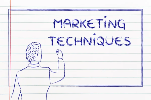 Lehrer oder Ceo erklären über Marketing-Techniken — Stockfoto