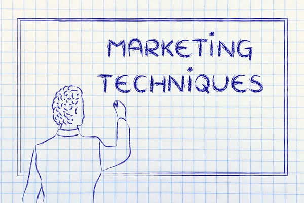 Professor ou ceo explicando sobre técnicas de marketing — Fotografia de Stock