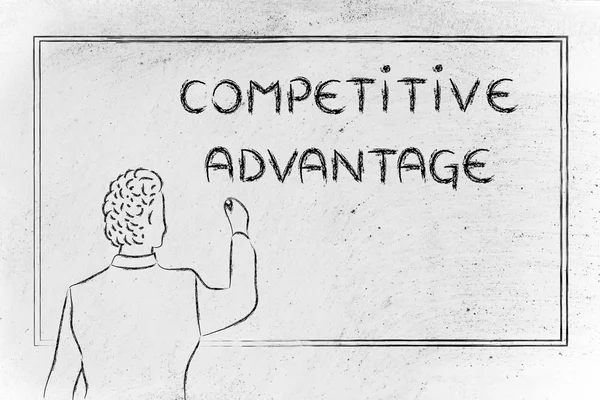 Insegnante o amministratore delegato spiegando circa vantaggio competitivo — Foto Stock