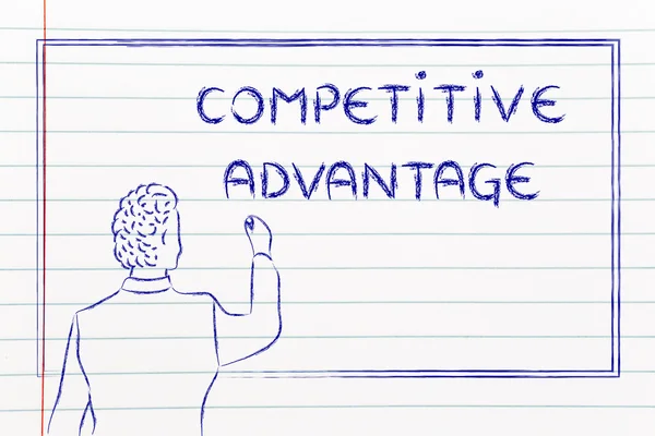 Insegnante o amministratore delegato spiegando circa vantaggio competitivo — Foto Stock