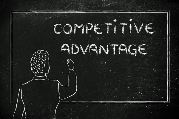Professor ou ceo explicando sobre vantagem competitiva — Fotografia de Stock