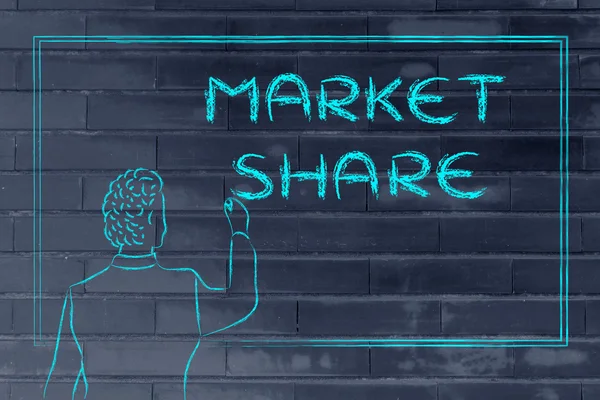 Professor ou ceo explicando sobre market share — Fotografia de Stock
