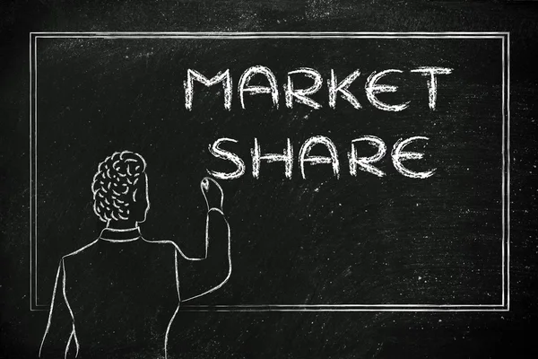 Lehrer oder Ceo erklären über Marktanteile — Stockfoto