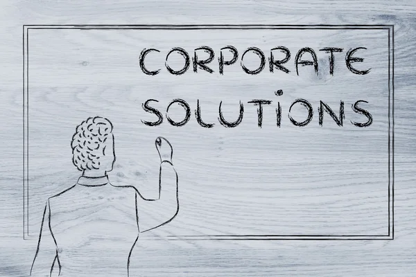 Professor ou ceo explicando sobre soluções corporativas — Fotografia de Stock
