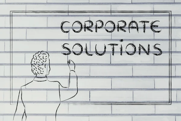 Lehrer oder Ceo erklären über Unternehmenslösungen — Stockfoto