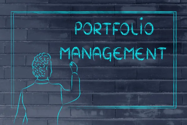 Teacher or ceo explaining about portfolio management — Stock Photo, Image