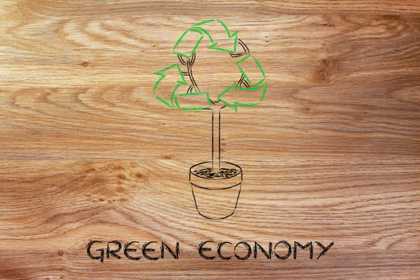 Baum mit Laub in Form eines Recyclingsymbols — Stockfoto